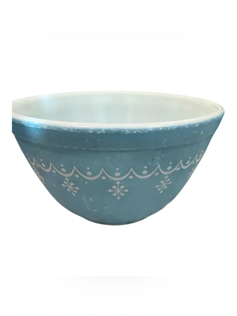 3 Vintage Pyrex 401 Mixing Bowls 1 1/2 PINT -blue, Turquoise & snowflake garland